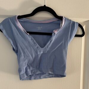 Urban Outfitters Light Blue Ribbed Crop Top